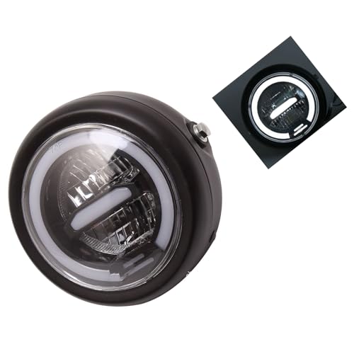 Phare LED moto rétro avec kit modification vintage en métal noir universel