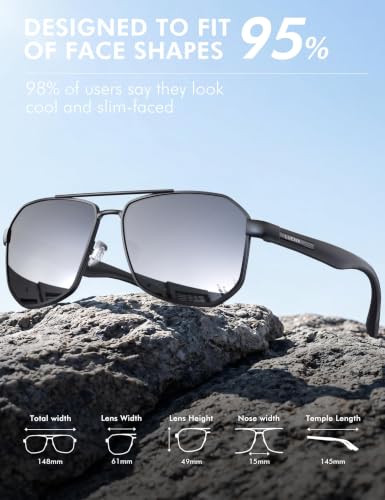 Image of Luenx Aviator Polarized Sunglasses for Men: Square UV400 Driving