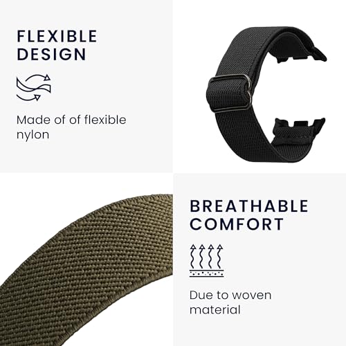 kwmobile 2X Sportarmband kompatibel mit Samsung Galaxy Watch 8 Galaxy/Galaxy Watch 8 Classic 46mm Armband - Sport Ersatzarmband Set aus Nylon für Fitnesstracker - Schwarz Dunkelgrün