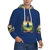 pidgazdfgv felpa con cappuccio in pile da uomo con bandiera del vermont con cappuccio casual a contrasto con coulisse e tasca kaola, nero , s
