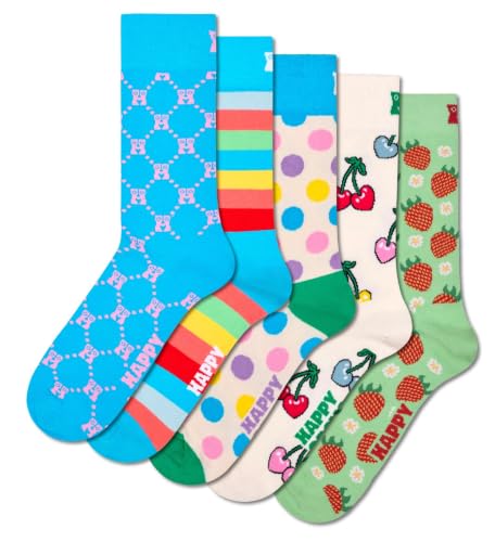 Calcetines altos Happy Socks de cerezas un detalle original unisex en tallas 36 a 46