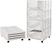 4er Set stapelbarer Kleiderschrank Aufbewahrungsbox Organizer mit Rädern (einfach zu öffnen und zu falten), Kunststoff Weiß Kleiderschrank Regale Schrank Organizer Box