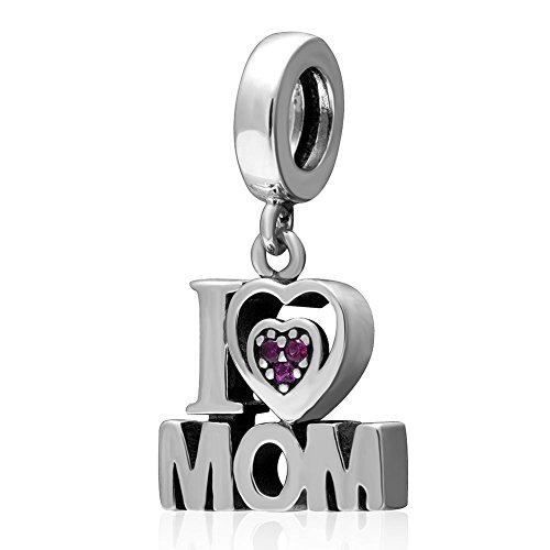 Abalorio de plata de ley 925 con diseño de corazón con texto 'I Love You', compatible con pulseras europeas