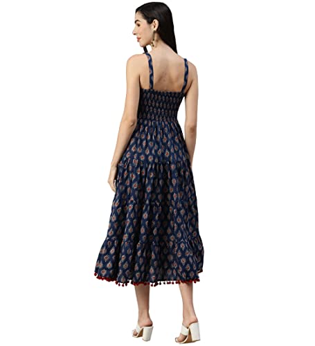 Image of Divena Rayon Cream A-Line Floral Printed Midi Dress