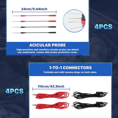 Image of AUTOOL 92PCS Multimeter Test Lead Kit, Multi-Size Terminal Adapters Banana Plug Test Leads Backprobe