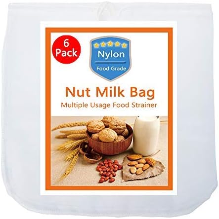 6 Pack - Nut Milk Bag-12x12 Inches - iAesthete Reusable Food Grade Pure Cotton Filter Multiple Usage Vegetable Fruit Juice Filter Cold Brew Coffee Filter