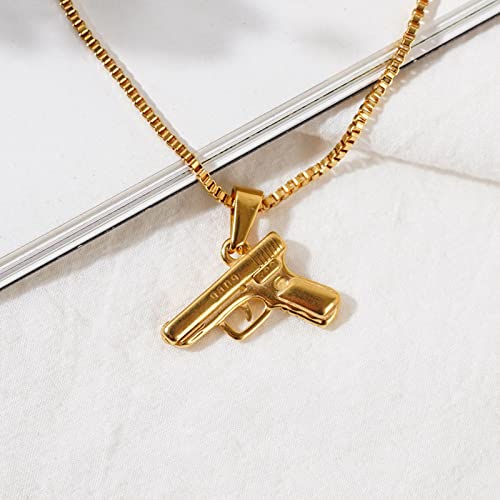 Mode Hommes Femmes Colliers Pistolet À Main Pistolet Modèle Pendentif Collier Hommes Biker Or Hip Hop Collier Bijoux Cadeau