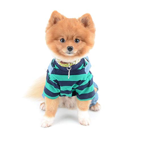 Selmai Dog Outfits For Small Dogs Boy Girls Summer Striped Shirts With Pants Denim Shorts Jumpsuits Apparel For Cats Puppies Chihuahua Clothes Adorable Overalls For Medium Pets Spring Autumn Green Xl #TOP2