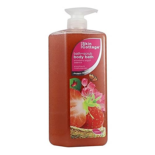 Skin Cottage Strawberry Yogurt Essence Bath Scrub - Exfoliating Body Wash with Apricot Kernel and Jojoba Beads (1000 ml)-picture-10