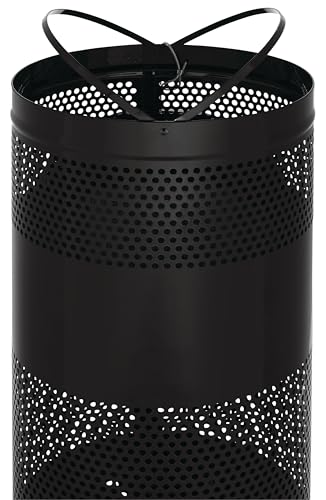 Image of Rubbermaid Commercial Products Perforated Steel Trash Can, 25-Gallon, Black, Hands-Free Indoor /Outdoor Garbage Bin for Mall /Stadium /Office /Lobby /Restaurant