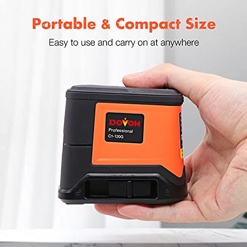 DOVOH Laser Level Self Leveling, 100ft Green Cross Line Laser, Rechargeable Leveler with Dual Laser Diodes, Magnetic Base Included