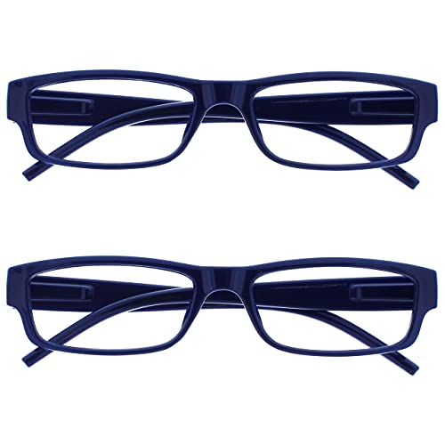 OPULIZE Die Lesebrille Unternehmen Blau Schwarz Leicht Komfortables Leser Wert 2er-Pack Herren Frauen RR32-3 +2,00