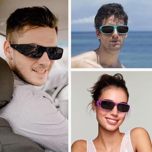 Wzerry Night Driving Glasses for Men Women Fit Over Sunglasses Anti Glare Polarized HD Night Vision Glasses(Glossy Black Frame/Night Vision Lens)2