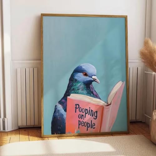 Affiche murale abstraite pigeon pour décoration toilettes et salon moderne 60x90cm