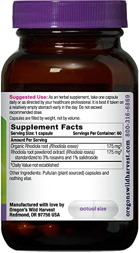 Oregon's Wild Harvest Rhodiola Supplement, 60 Count #TOP2