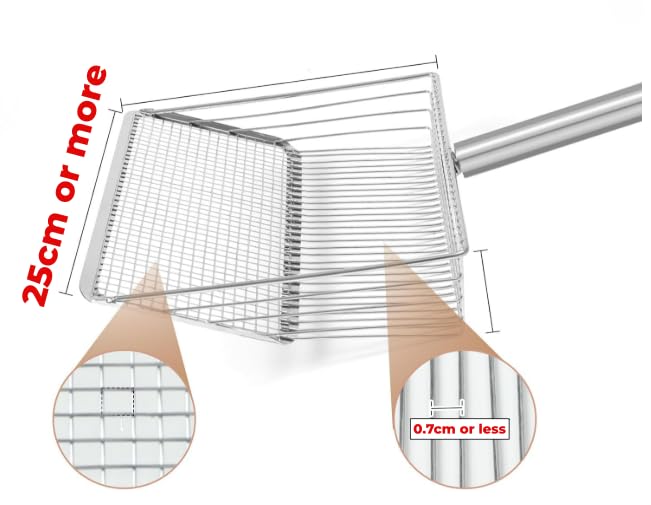 Goat Pooper Scooper, 4-in-1 Goat Stall Sifter Shovel, Supplies & Accessories for Goat, Chicken Coop Scooper for Sand, Sheep/Duck/Horse/Cow, Pooper Scooper Rake for Livestock (22 to 62 Inch, Black)