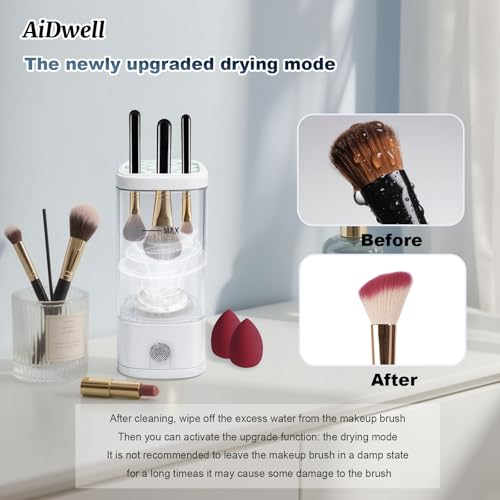 AiDwell 3 IN 1 Electric Makeup Brush Cleaner Machine With Dryer, Holder, Portable Automatic USB Cosmetic Brushes Cleaner Tool Deep Cleaning for All Size Beauty Makeup Brush Set, Sponges, Blush Brush