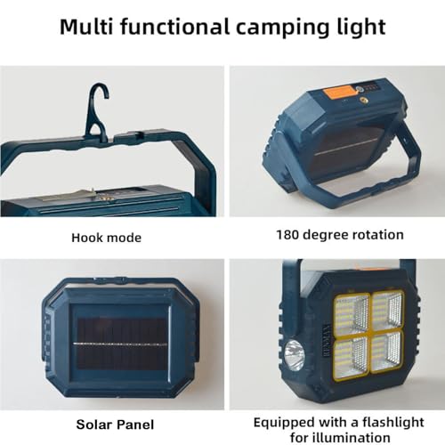 Image of RENMAX Solar Light IP66 Waterproof 30W Flood LED |Portable Cordless Rechargeable| White-Warm White- Red Blue Blinker| for Home, Camping, Travel, Car, Garden, Balcony, Courtyard, Porch and Patio -1Pc
