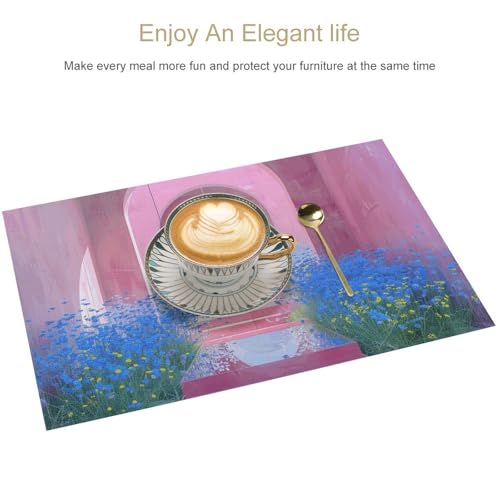 Set de table en PVC résistant à la chaleur et antidérapant lavable pour repas de fête - 4