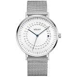 a.b.art Orologio Uomo, Parti Svizzere Movimento al Quarzo Ronda, Cristallo Zaffiro, Cinturino in Maglia Milanese, Cassa Ultra-Sottile, Design Bauhaus Minimalista, Quadrante Nero 41mm, Argento