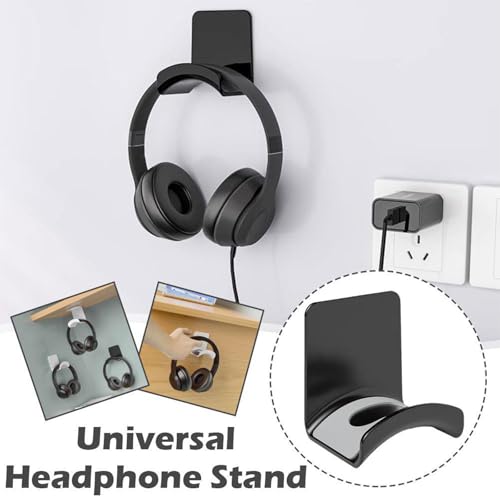 Ddujbtp Support de casque sous le bureau/mur Support de rangement pour bureau et maison Support d'économie d'espace Blanc/noir Crochet adhésif pour casque – vue 5