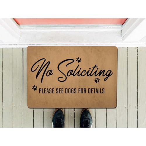Image of GXFC ZHAO Funny Welcome Doormat for Entrance Way Indoor Front Porch Rugs Home Decor Mat Anti-Slip Novelty Prank Gift Mats 23.7"(L) x 15.9"(W) (No Soliciting See Dogs for Details)