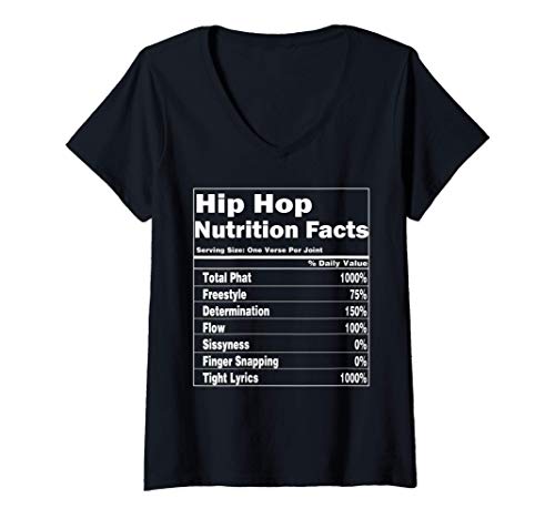 Mujer Hip Hop Nutrition Facts Music Sarcastic Humor Funny Camiseta Cuello V