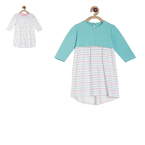 Image of miniklub Girls Pack of 2 Printed White Fit And Flare Dress