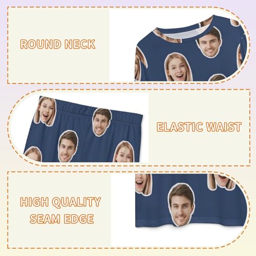Custom Face Pajamas Set for Women, Personalized Long Sleeve Pajama Pjs with Pet Photo Men Sleepwear Funny Gifts Christmas3