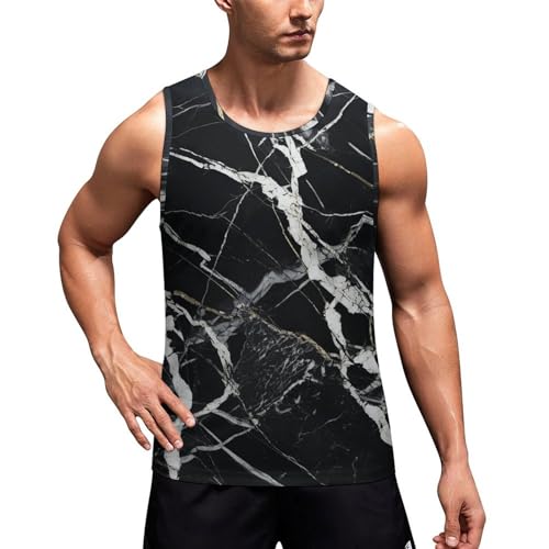 Débardeur de plage homme marbre noir et blanc sans manches t-shirt sport