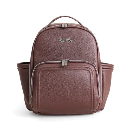 Image of Itzy Ritzy Mini Diaper Bag Backpack – Chic, Compact Mini Plus Backpack with Changing Pad, 10 Pockets (6 Internal, 4 External), Grab-Top Handle & Rubber Feet (Espresso)