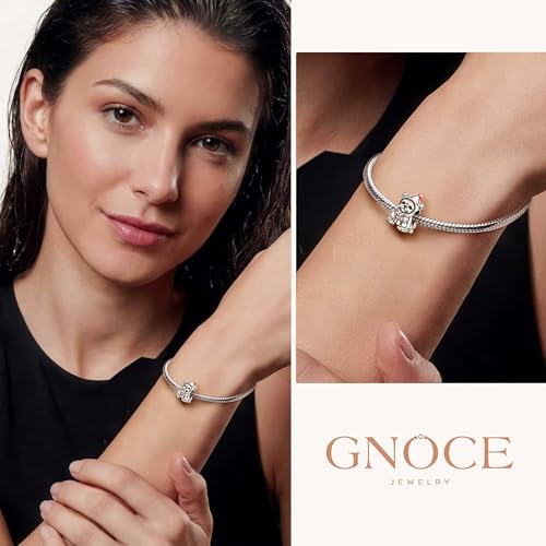Image of GNOCE Pet Dog Bowl Bead Charm For Women, S925 Sterling Silver Bead Charm NecklaceBracelet for Her, Jewelry Gift
