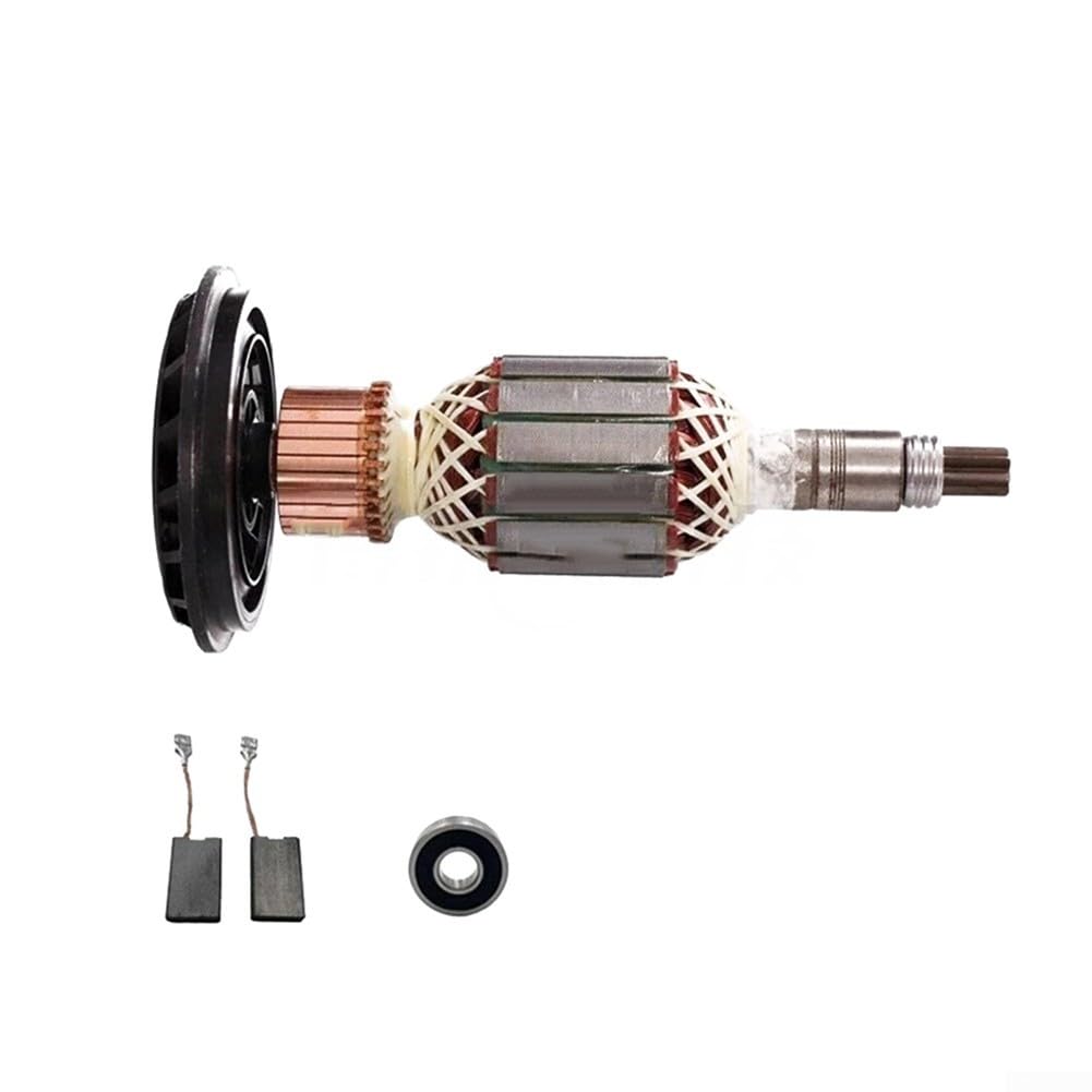 Armadura de cobre para juego de rotor con cepillos de carbono y rodamiento para martillo eléctrico GSH10C, kit de piezas de repuesto de motor de 208 mm para reparación y mantenimiento de herramientas