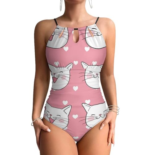 Swimsuit monokini rose chat idéal pour vos vacances à la plage