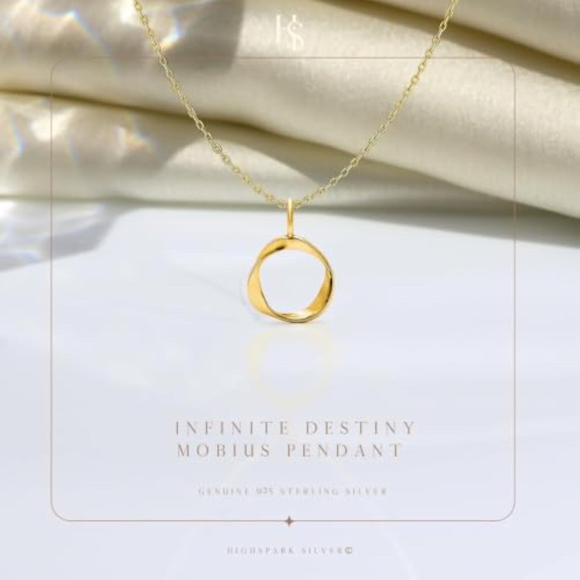 925 Silver Mobius Infinity Twist Pendant Necklace