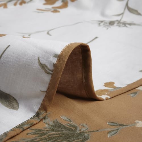 Image of HUESLAND 100% Cotton Reversible Dohar Single Bed Cotton | Soft Cambric Weave, All Weather Light AC Blanket | 56 x 89 inches, Floral - Tangerine Orange & White