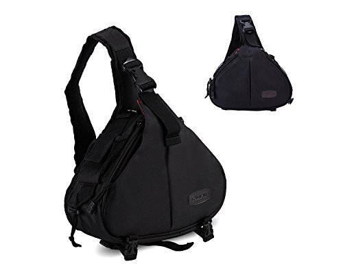 Camera Shoulder Bag DSLR SLR Travel Outdoor Portable Backpack Waterproof and Sling Bag Knapsack for Canon, Nikon, Sony, Olympus, Samsung, Panasonic, Pentax Camera and Camera Accessories (Black)
