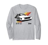 Back To The Future 35th レトロストライプデロリアン 長袖Tシャツ
