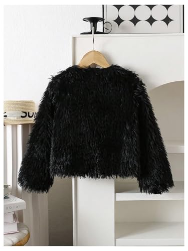 Floerns Girl's Elegant Furry Cardigan Jacket Open Front Long Sleeve Loose Outerwear2