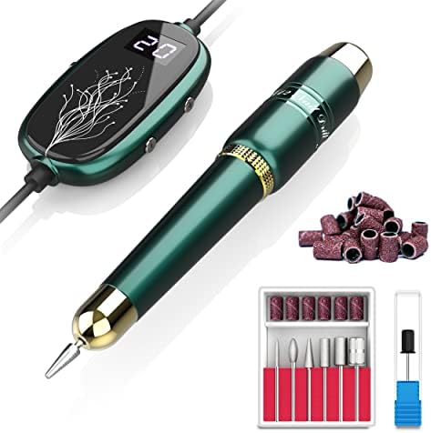 Electric Nail File, Nail Drills for Acrylic Nails Professional Gel Nail Kit Portable Efile Nail Drill with LED Display, Nail Drill Machine Manicure Pedicure Tool Nail Kit for Beginners with Everything