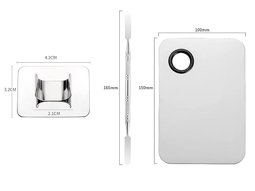 Miniatura 2 de Paleta de maquillaje cosmético de acero inoxidable, paleta de maquillaje de metal de acero inoxidable Upgrad con espátula, herramienta para mezclar