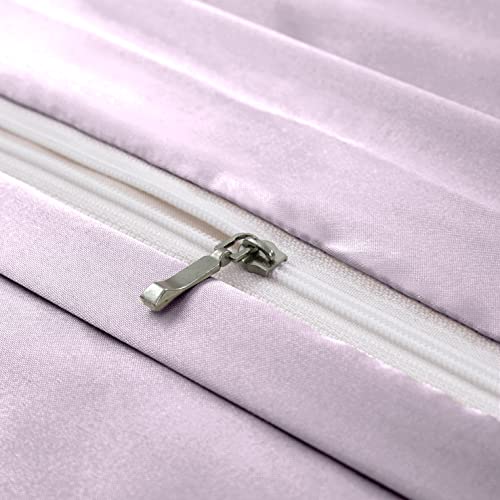 Image of Ersmak 6 Pieces Satin Duvet Cover King Size Luxury Silky Bedding Duvet Cover Set with 1 Soft Duvet Cover, 4 King Pillowcases and 1 Body Pillowcase, Lavender