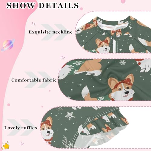 ALAZA Christmas Snow Snowflake Dog Puppy Girls One Piece Swimsuit Long Sleeve Rash Guard Swimsuits UV 50+ Swimwear Zipper4