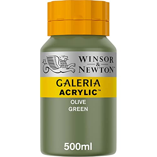Winsor & Newton Series 1 500ml Bottle Galeria Acrylic Colour with Nozzle Cap - Olive Green,WN2150447