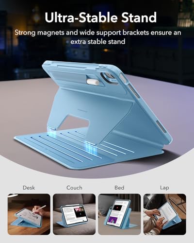 Image of ESR for iPad Air 13 Inch Case M4 /M3 /M2 (2026 /2025 /2024), Removable Magnetic Cover with Pencil Charging & Storage, Adjustable Portrait /Landscape Stand, 9 Standing Angles, Shift Series, Light Blue