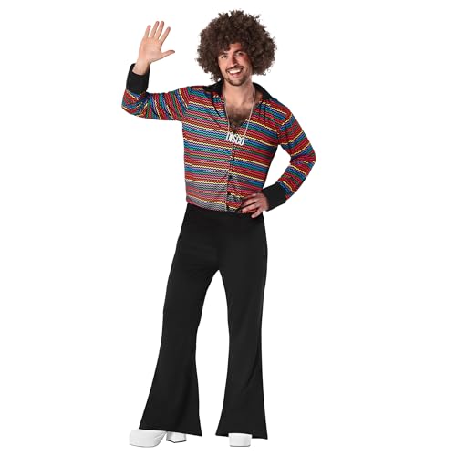 Fun Shack Disfarce anos 70 homem, disfarce de discoteca anos 70 homem, disfarce disco homem, disfarce ocheiro homem, disfarce de homem 60, disfarce carnaval homem tamanho M
