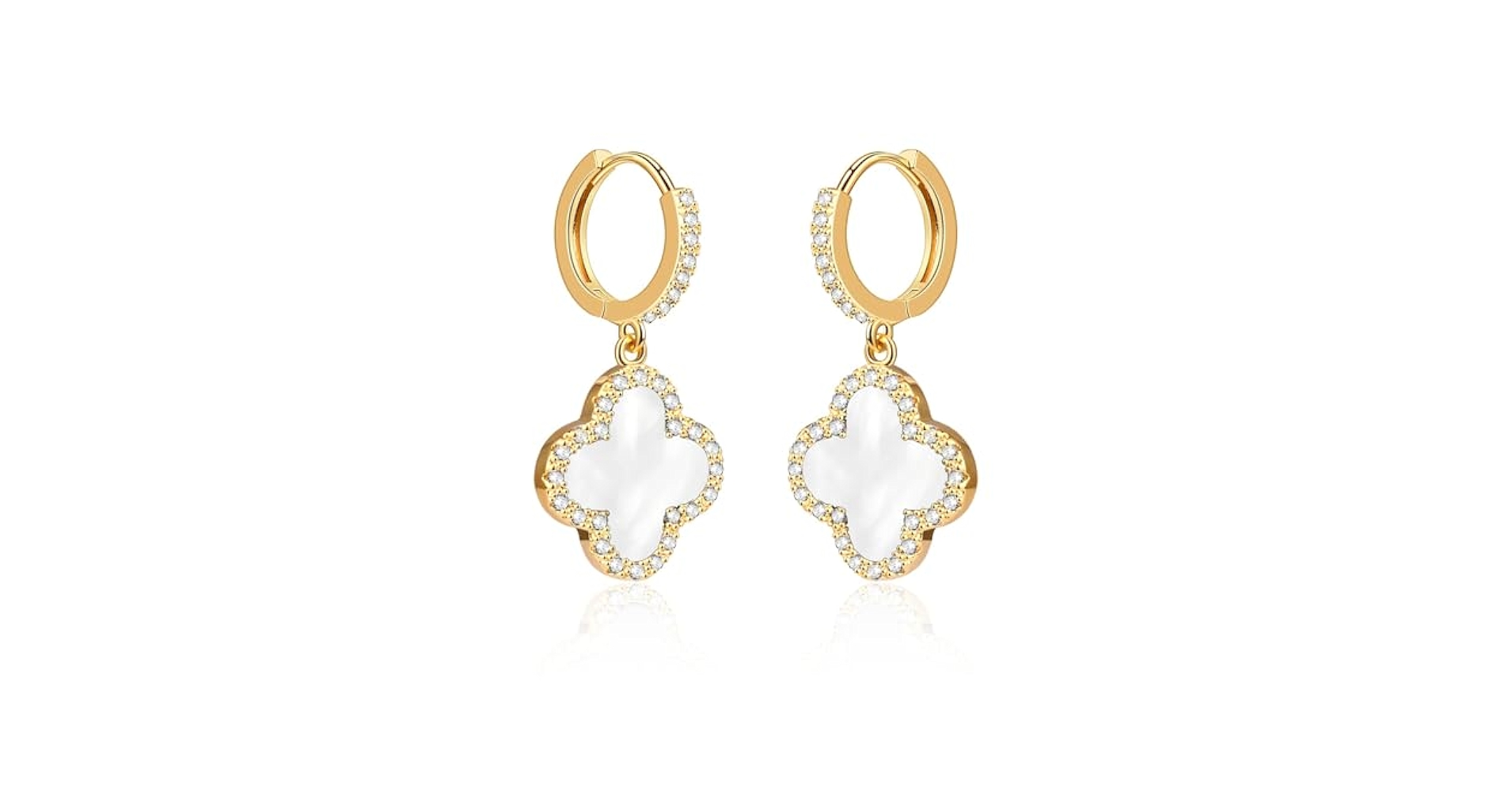 ピアス CLOVER EARRING Amazon.com: HighSpark Huggie Hoop Clover Earrings for Women