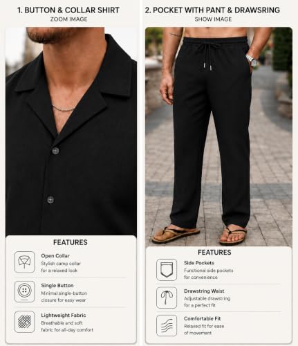 Image of TAGDO Men's Cotton Night Suit Pajama Sets | Night Pants for Man | Co-ord Set for Men |Modern Loungewear (2058)