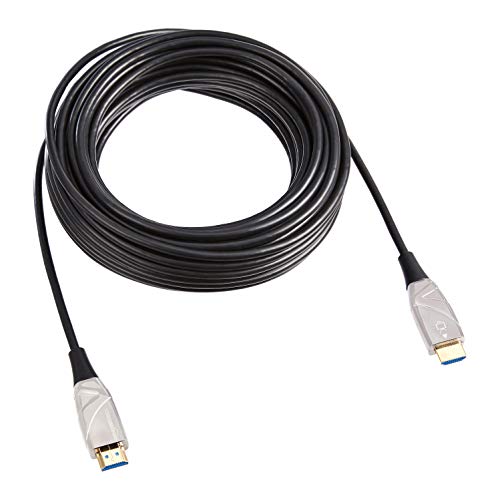Amazon Basics High-Speed Fiber Optic HDMI Cable, Gold Plated Connector, 4K@60Hz, Slim and Flexible, Audio Return, Ethernet, 50 Ft, Black, 20-Pack view 3