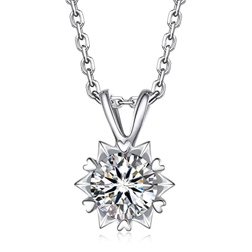MomentWish Women's Necklace, Anniversary Sparkling Gifts for Wife, 1/2Carat Moissanite Necklace for Women, Lab Created Diamond Necklace, 925 Sterling Silver Necklace for Birthday Christmas G